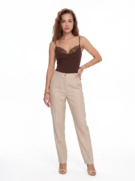 Brown Lace Insert Top