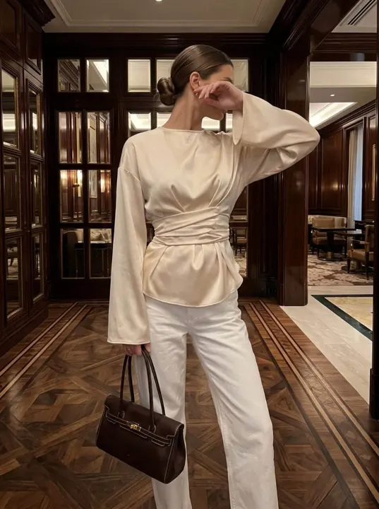 Draped Satin Blouse