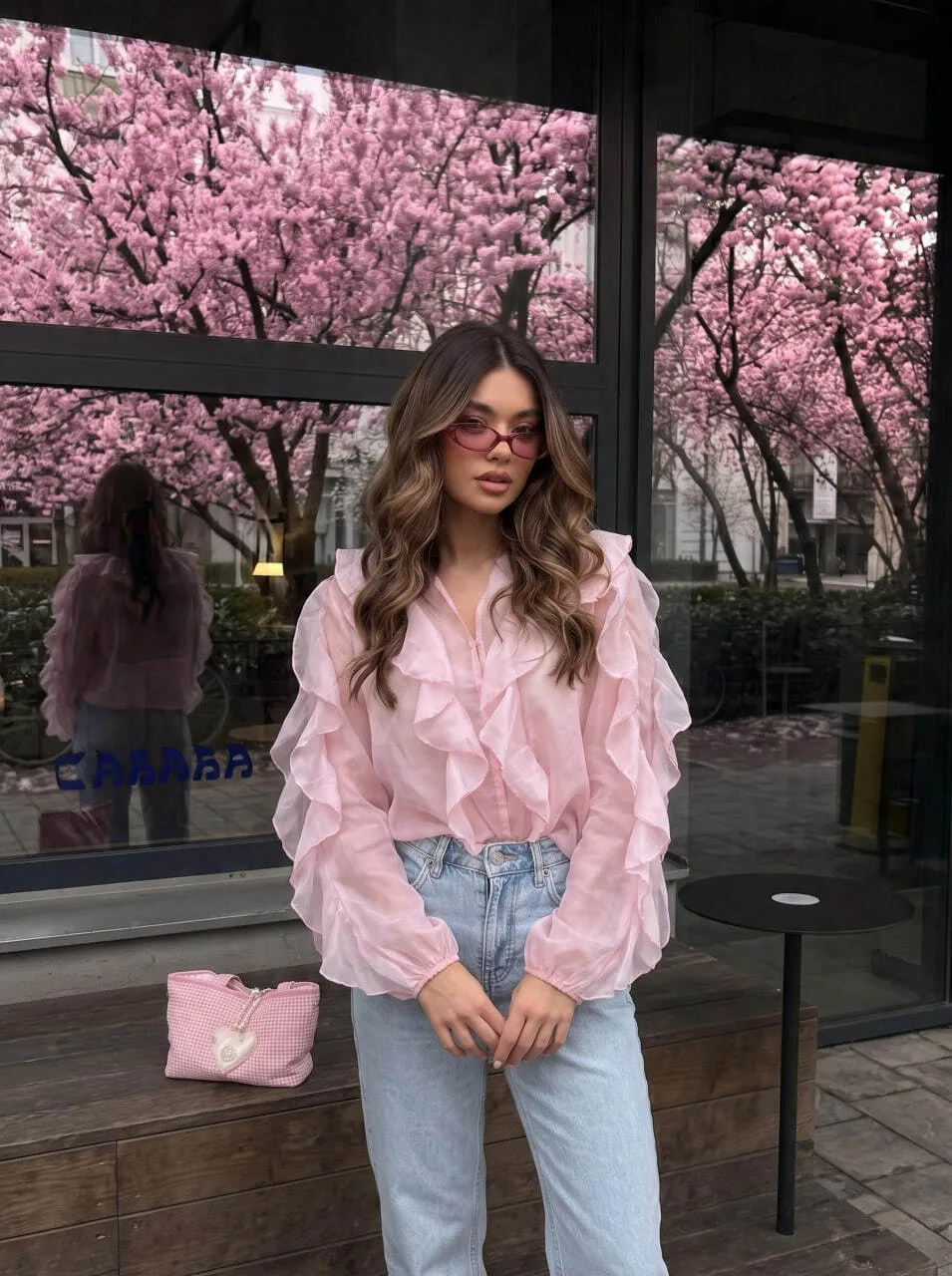 Pink Ruffle Blouse — 1